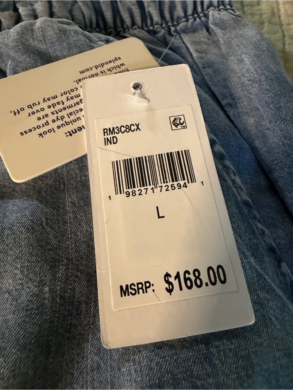 SPLENDID Angie Light Indigo Wide-Leg  Drawstring Pant with Tie  NWT’s  size Lg - Picture 5 of 16
